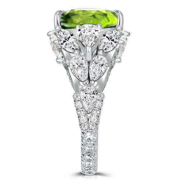 Peridot Engagement Ring for Women - Radiant Cut 925 Sterling Silver