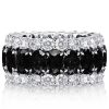 Black Sapphire Oval Cut Triple Row Wedding Band in Sterling Silver