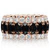 Black Sapphire Oval Cut Triple Row Wedding Band in Sterling Silver