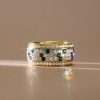 Ruby Emerald Sterling Silver Eternity Band Ring - Vintage Anniversary Style