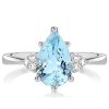 Pear Aquamarine Engagement Ring in Sterling Silver - Promise Ring - 3.12 CTW