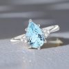 Pear Aquamarine Engagement Ring in Sterling Silver - Promise Ring - 3.12 CTW