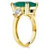 Emerald Three Stone Engagement Ring - 18K Gold Plated Sterling Silver