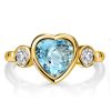 Heart Cut Aquamarine Wedding Ring Set - 18K Gold Plated Sterling Silver Bridal Rings