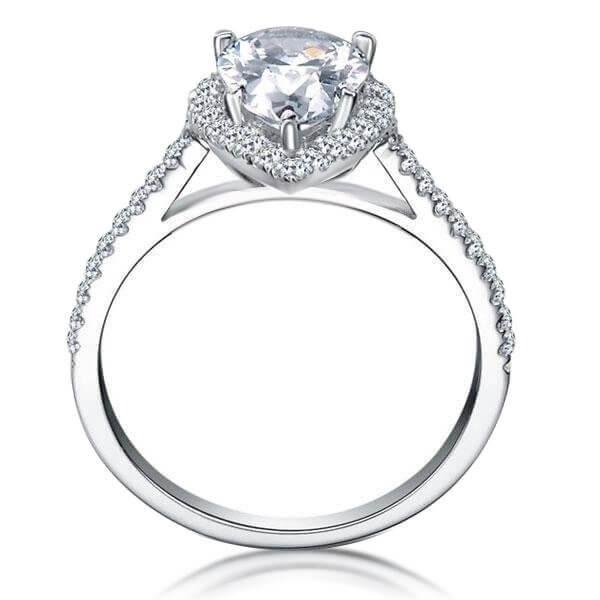 Halo Pear Created White Sapphire Engagement Ring Wedding Ring for Women - Sterling Silver