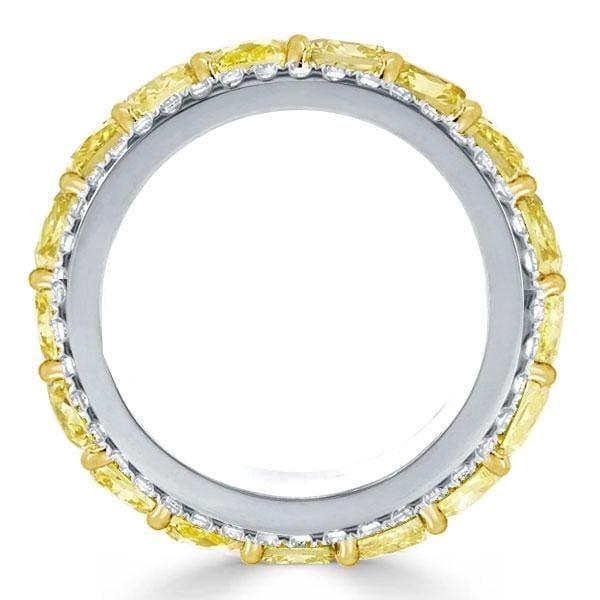 Two Tone Triple Row Cushion Cut Wedding Band, 8.75 CT. TW. Yellow Stone, Sterling Silver