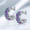 Baguette Cut Amethyst Hoop Earrings for Women in 925 Sterling Silver
