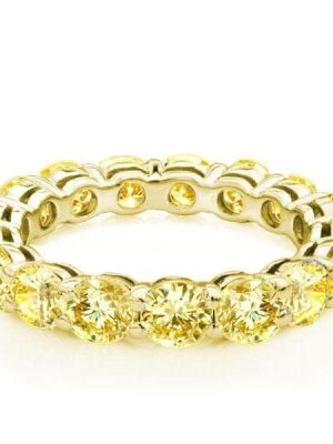 18K Gold Plated Sterling Silver Round Yellow Eternity Band Ring 6.50 CT. TW