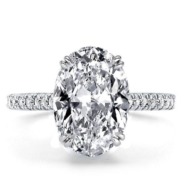 Oval White Sapphire Engagement Ring - Double Prong Sterling Silver