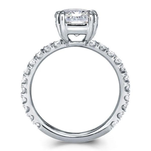 Oval White Sapphire Engagement Ring - Double Prong Sterling Silver