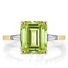 Emerald Cut Peridot Wedding Ring Set for Women in 925 Sterling Silver