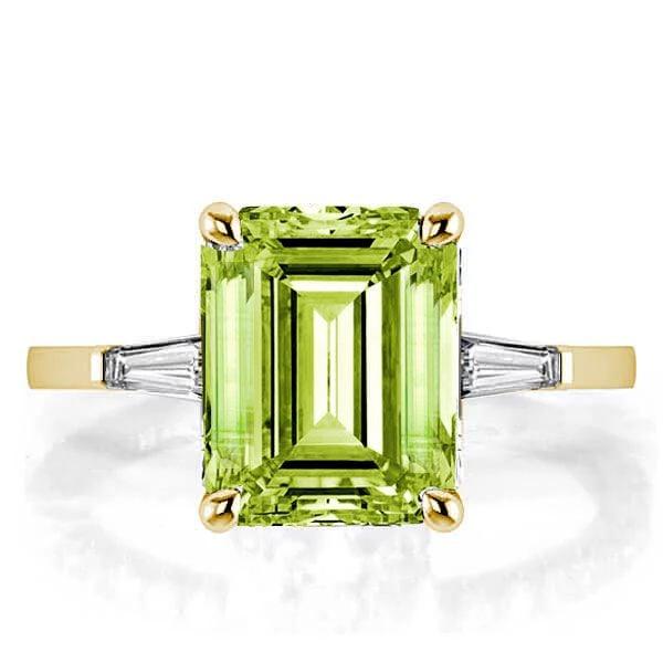 Emerald Cut Peridot Wedding Ring Set for Women in 925 Sterling Silver
