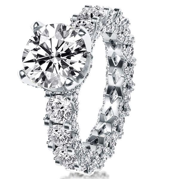 White Sapphire Eternity Band - Sterling Silver Round Ring (3.0 CT)