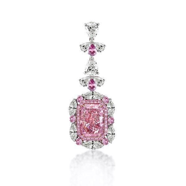 Rhodium Plated 925 Sterling Silver Pink Sapphire Drop Earrings with Push Backs