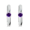 Amethyst Hoop Earrings - 925 Sterling Silver Single Stone - Women's Jewelry