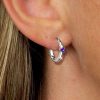 Amethyst Hoop Earrings - 925 Sterling Silver Single Stone - Women's Jewelry