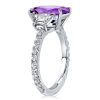 Three Stone Amethyst Engagement Ring - 925 Sterling Silver