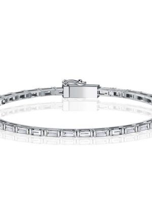 Dainty Baguette Tennis Bracelet for Women - 925 Sterling Silver - Available in Multiple Lengths