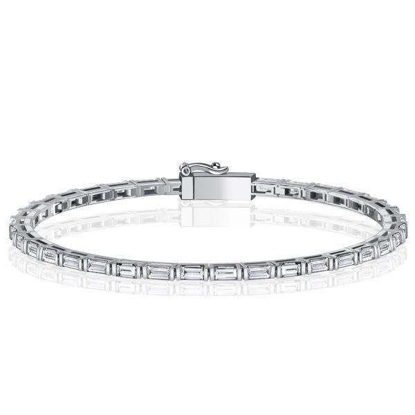 Dainty Baguette Tennis Bracelet for Women - 925 Sterling Silver - Available in Multiple Lengths