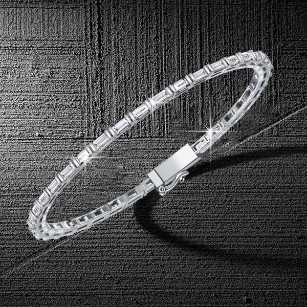 Dainty Baguette Tennis Bracelet for Women - 925 Sterling Silver - Available in Multiple Lengths