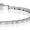 Dainty Baguette Tennis Bracelet for Women - 925 Sterling Silver - Available in Multiple Lengths