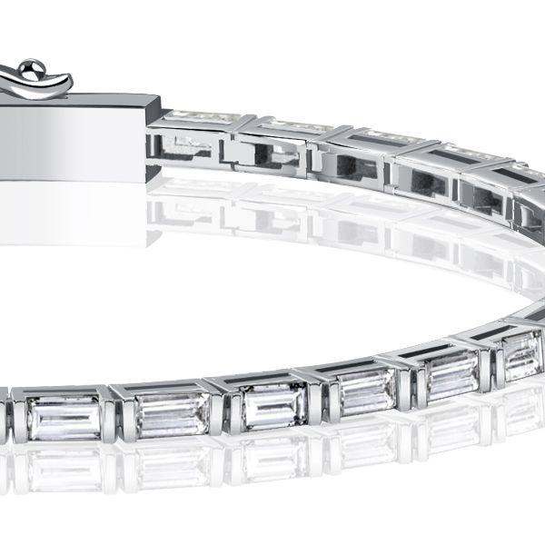 Dainty Baguette Tennis Bracelet for Women - 925 Sterling Silver - Available in Multiple Lengths
