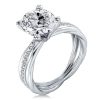 Created White Sapphire Engagement Ring Bridal Set in Sterling Silver with Twist Double Prong Setting