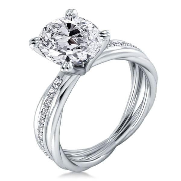 Created White Sapphire Engagement Ring Bridal Set in Sterling Silver with Twist Double Prong Setting