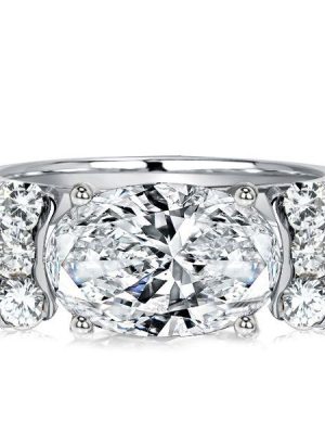 Blue Topaz Engagement Ring - Oval Cut Sterling Silver Ring for Women