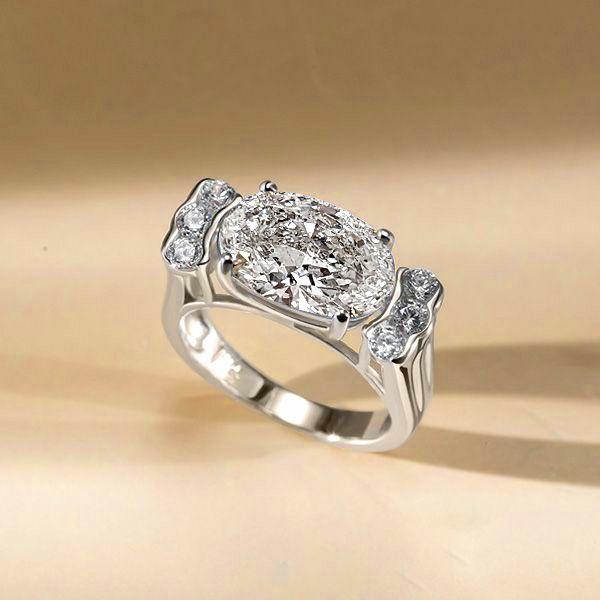 Blue Topaz Engagement Ring - Oval Cut Sterling Silver Ring for Women
