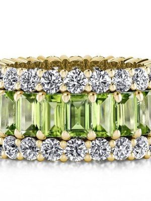 18K Gold Plated Sterling Silver Triple Row Peridot Eternity Wedding Band (8.25 CT. TW.)