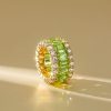 18K Gold Plated Sterling Silver Triple Row Peridot Eternity Wedding Band (8.25 CT. TW.)