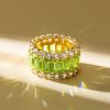 18K Gold Plated Sterling Silver Triple Row Peridot Eternity Wedding Band (8.25 CT. TW.)