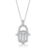 White Sapphire Evil Eye Hamsa Necklace - Sterling Silver Protection Amulet