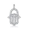 White Sapphire Evil Eye Hamsa Necklace - Sterling Silver Protection Amulet