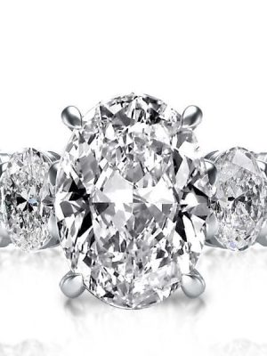 Oval Eternity Engagement Ring Created White Sapphire Sterling Silver 5.00 CTW
