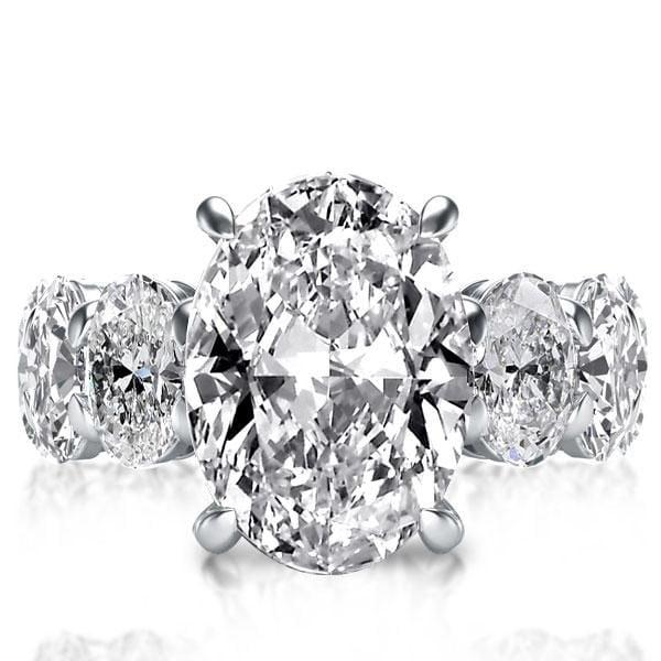 Oval Eternity Engagement Ring Created White Sapphire Sterling Silver 5.00 CTW