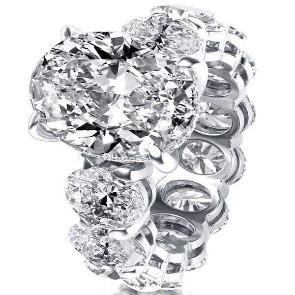 Oval Eternity Engagement Ring Created White Sapphire Sterling Silver 5.00 CTW