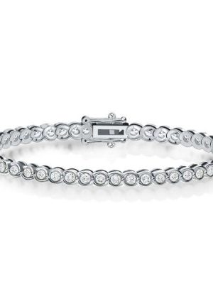 Classic Round Cut Tennis Bracelet for Women in Rhodium-Plated 925 Sterling Silver