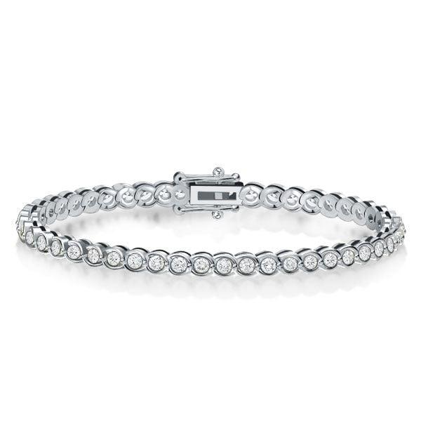 Classic Round Cut Tennis Bracelet for Women in Rhodium-Plated 925 Sterling Silver
