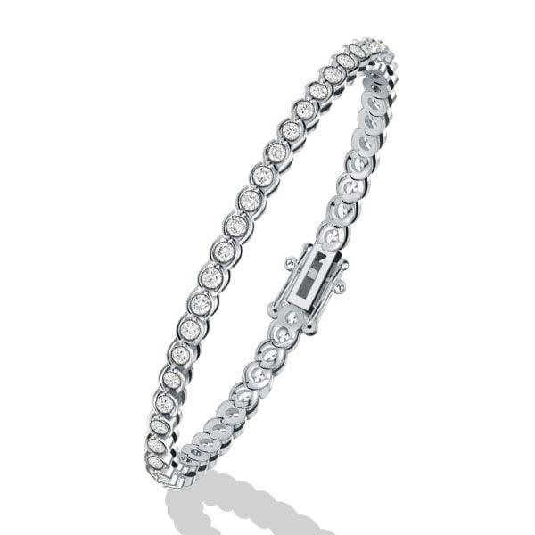 Classic Round Cut Tennis Bracelet for Women in Rhodium-Plated 925 Sterling Silver