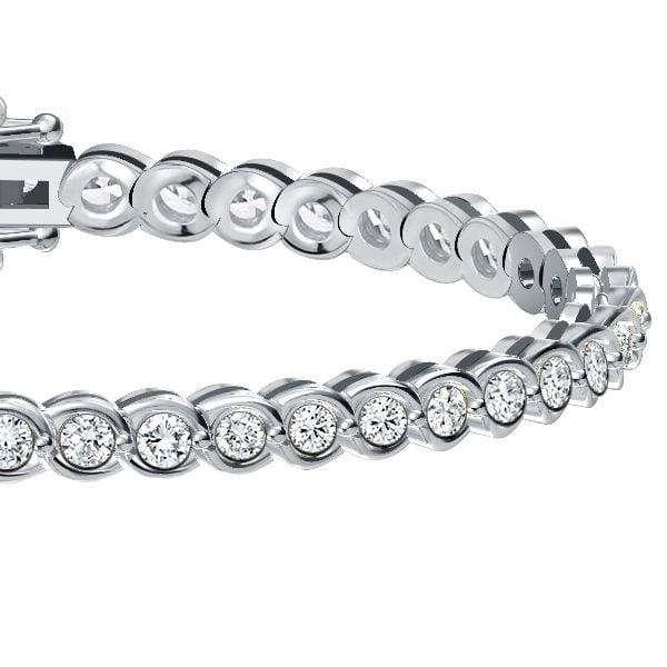 Classic Round Cut Tennis Bracelet for Women in Rhodium-Plated 925 Sterling Silver