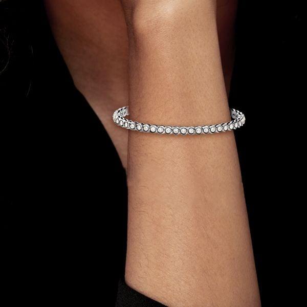 Classic Round Cut Tennis Bracelet for Women in Rhodium-Plated 925 Sterling Silver
