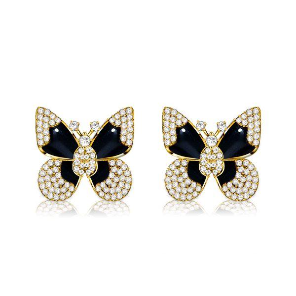 Dancing Butterfly Stud Earrings - 18K Gold Plated Sterling Silver