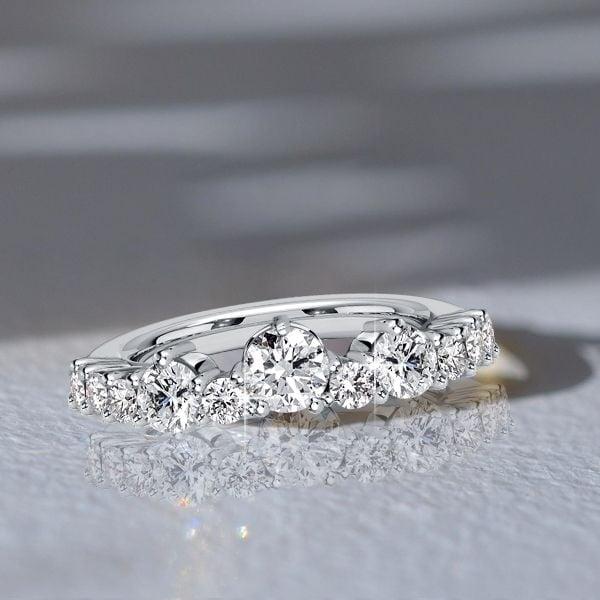 Round Cut Half Eternity Band Ring for Women in 925 Sterling Silver