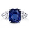 Radiant & Pear Cut Blue Sapphire Engagement Ring - 925 Sterling Silver