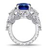 Radiant & Pear Cut Blue Sapphire Engagement Ring - 925 Sterling Silver