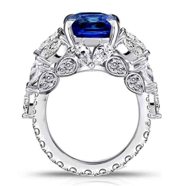Radiant & Pear Cut Blue Sapphire Engagement Ring - 925 Sterling Silver