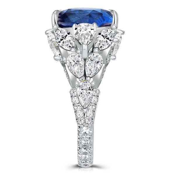 Radiant & Pear Cut Blue Sapphire Engagement Ring - 925 Sterling Silver