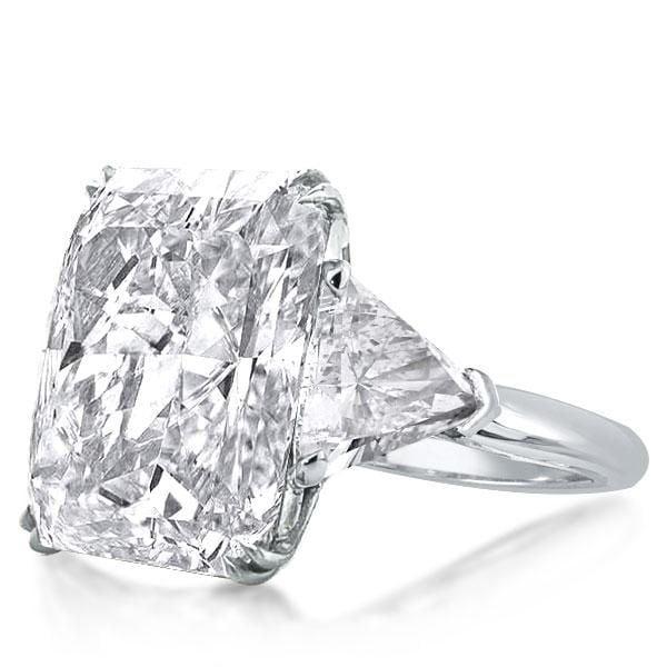 Radiant Cut Three Stone Engagement Ring in Rhodium-Plated Sterling Silver